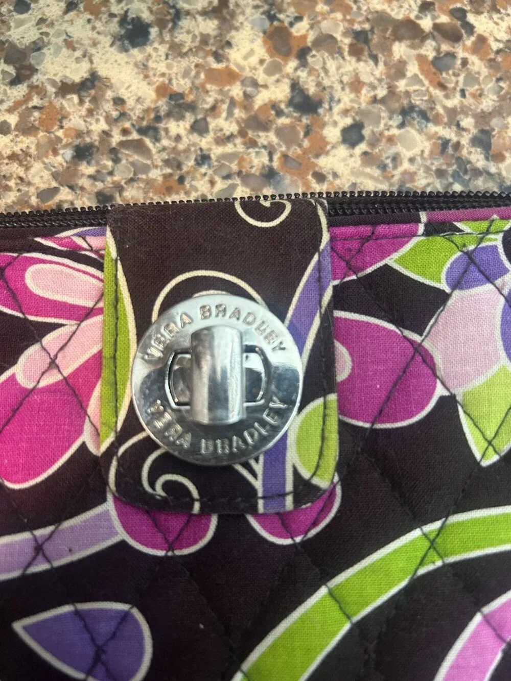 New Vera Bradley Purple Floral Wallet with Silver Toggle Closure